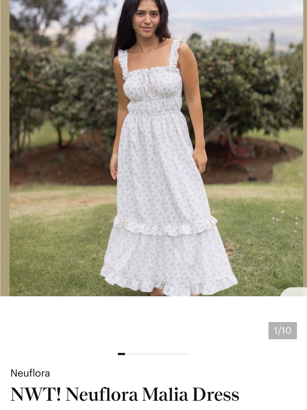 Neuflora White Floral Maxi Dress with Ruffle Straps